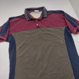 Vtg 90s Bugle Boy Polo Shirt‎ Mens M Rugby Y2K Prep Style Navy Colorblock Crest